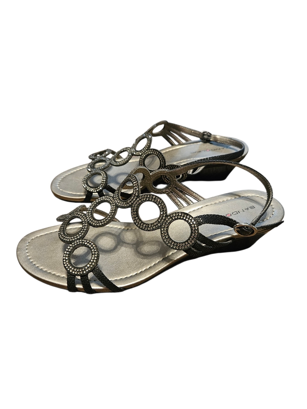 Bandolino Metallic Silver Circle-Detail Slingback Sandals
